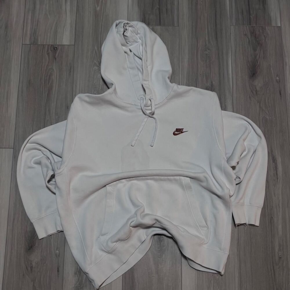 Nike Men's White and Cream Hoodie